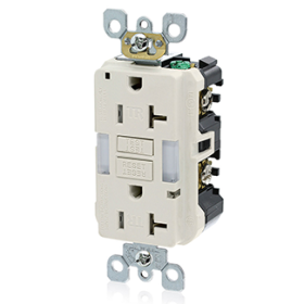 Leviton GFNL2-T Self-Test GFCI Receptacle, Combination with Light, 20 Amp, 125 Volt, 5-20R NEMA