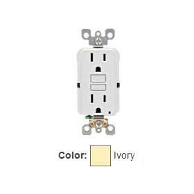 Leviton GFNT1-XI Self-Test GFCI Receptacle, Non-Tamper Resistant Duplex, 15 Amp, 125 Volt, 5-15R NEMA, Ivory