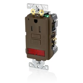 Leviton GFPL1-PL Self-Test GFCI Receptacle, Combination with Light, 15 Amp, 125 Volt, 5-15R NEMA