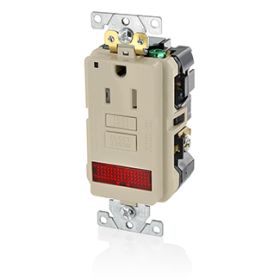 Leviton GFPL1-PLT Self-Test GFCI Receptacle, Combination with Light, 15 Amp, 125 Volt, 5-15R NEMA