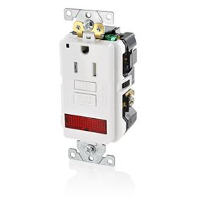 Leviton GFPL1-PLW Self-Test GFCI Receptacle, Combination with Light, 15 Amp, 125 Volt, 5-15R NEMA