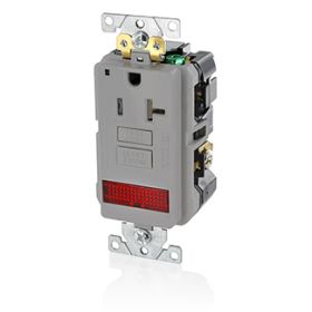 Leviton GFPL2-PLG Self-Test GFCI Receptacle, Combination with Light, 20 Amp, 125 Volt, 5-20R NEMA