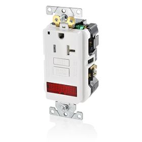 Leviton GFPL2-PLW Self-Test GFCI Receptacle, Combination with Light, 20 Amp, 125 Volt, 5-20R NEMA