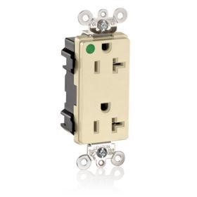 Leviton M1636-HGI Hospital Grade Decora Receptacle, 20 Amp, 125 Volt