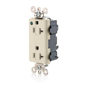 Leviton M1636-PLT Extra Heavy Duty Hospital Grade Decora Receptacle, 20 Amp, 125 Volt