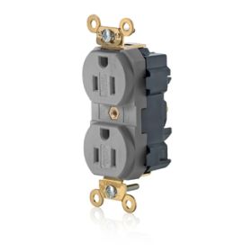 Leviton M5262-SGG Lev-Lok Industrial Grade Tamper Resistant Duplex Receptacle, 15 Amp, 125 Volt