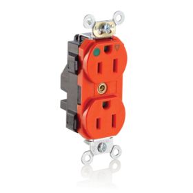 Leviton M8200-IG Lev-Lok Hospital Grade Duplex Receptacle, 15 Amp, 125 Volt