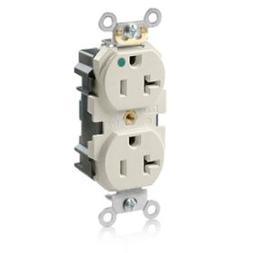 Leviton M8300-HT Lev-Lok Hospital Grade Duplex Receptacle, 20 Amp, 125 Volt