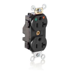 Leviton M8300-IGE Lev-Lok Hospital Grade Duplex Receptacle, 20 Amp, 125 Volt