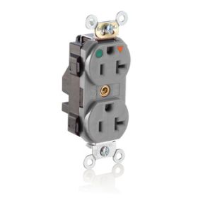 Leviton M8300-IGG Lev-Lok Hospital Grade Duplex Receptacle, 20 Amp, 125 Volt