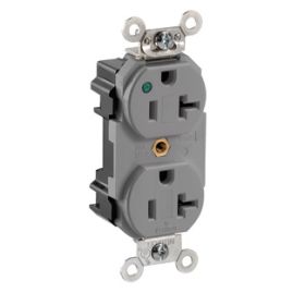 Leviton M8300-PLG Lev-Lok Extra Heavy Duty Hospital Grade Duplex Receptacle, 20 Amp, 125 Volt