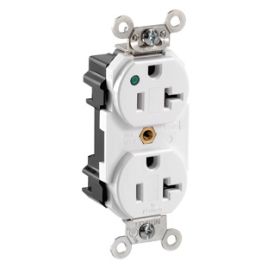 Leviton M8300-PLW Lev-Lok Extra Heavy Duty Hospital Grade Duplex Receptacle, 20 Amp, 125 Volt