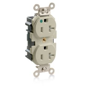 Leviton M8300-SGI Lev-Lok Hospital Grade Tamper Resistant Duplex Receptacle, 20 Amp, 125 Volt