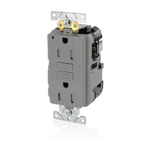 Leviton MGFT1-GY Self-Test GFCI Receptacle, Lev-Lok, 15 Amp, 125 VAC, 5-15R NEMA