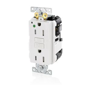 Leviton MGFT1-HGW Self-Test GFCI Receptacle, Lev-Lok, 15 Amp, 125 VAC, 5-15R NEMA