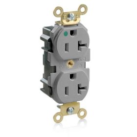 Leviton MRI20-GY Lev-Lok Hospital Grade-MRI Duplex Receptacle, 20 Amp, 125 Volt
