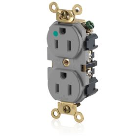 Leviton MRI82-GY Hospital Grade Wide Body Duplex MRI Receptacle, 15 Amp, 125 Volt