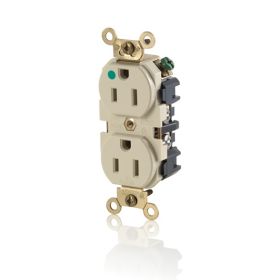 Leviton MRI82-I Hospital Grade Flat Faced Duplex Receptacle, 15 Amp, 125 Volt