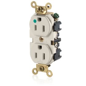 Leviton MRI82-T Hospital Grade Wide Body Duplex MRI Receptacle, 15 Amp, 125 Volt