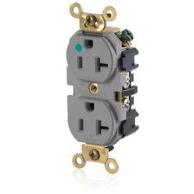 Leviton MRI83-GY Hospital Grade Wide Body Duplex MRI Receptacle, 20 Amp, 125 Volt