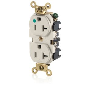 Leviton MRI83-T Hospital Grade Wide Body Duplex MRI Receptacle, 20 Amp, 125 Volt