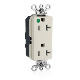 Leviton MT163-HGT Hospital Grade Decora Receptacle, 20 Amp, 125 Volt