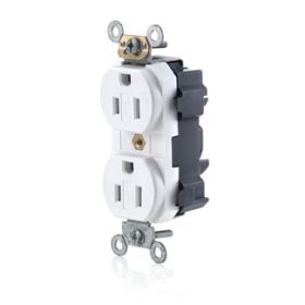 Leviton MT562-SW Lev-Lok Commercial Grade Tamper Resistant Duplex Receptacle, 15 Amp, 125 Volt