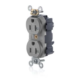 Leviton MT563-SGY Lev-Lok Commercial Grade Tamper Resistant Duplex Receptacle, 20 Amp, 125 Volt