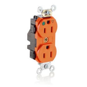 Leviton MT820-IG Lev-Lok Hospital Grade Tamper Resistant Duplex Receptacle, 15 Amp, 125 Volt