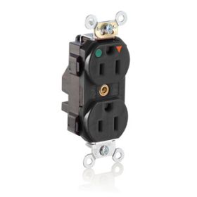 Leviton MT820-IGE Lev-Lok Hospital Grade Tamper Resistant Duplex Receptacle, 15 Amp, 125 Volt