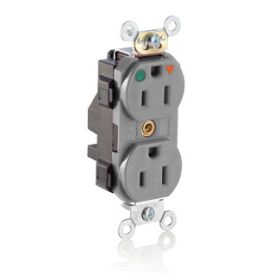 Leviton MT820-IGG Lev-Lok Hospital Grade Tamper Resistant Duplex Receptacle, 15 Amp, 125 Volt