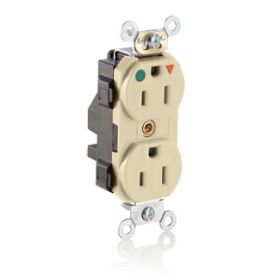 Leviton MT820-IGI Lev-Lok Hospital Grade Tamper Resistant Duplex Receptacle, 15 Amp, 125 Volt