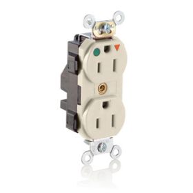 Leviton MT820-IGT Lev-Lok Hospital Grade Tamper Resistant Duplex Receptacle, 15 Amp, 125 Volt