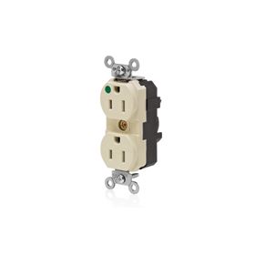 Leviton MT820-ILI Lev-Lok Hospital Grade Tamper-Resistant Duplex Receptacle, 15 Amp, 125 Volt