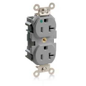 Leviton MT830-GY Lev-Lok Hospital Grade Tamper-Resistant Duplex Receptacle, 20 Amp, 125 Volt