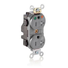 Leviton MT830-IGG Lev-Lok Hospital Grade Tamper Resistant Duplex Receptacle, 20 Amp, 125 Volt