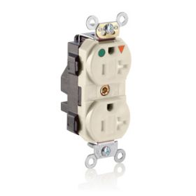 Leviton MT830-IGT Lev-Lok Hospital Grade Tamper Resistant Duplex Receptacle, 20 Amp, 125 Volt