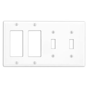 Leviton P2262-W Combination Wallplate, Standard Size, Gang 4, White