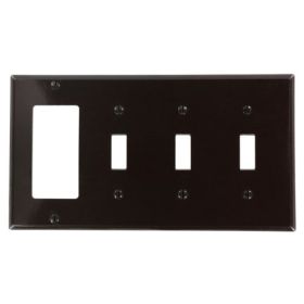 Leviton P326 Combination Wallplate, Standard Size, Gang 4, Brown