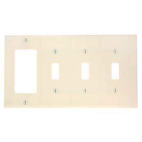 Leviton P326-T Combination Wallplate, Standard Size, Gang 4, Light Almond