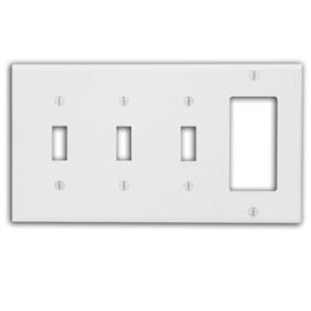 Leviton P326-W Combination Wallplate, Standard Size, Gang 4, White