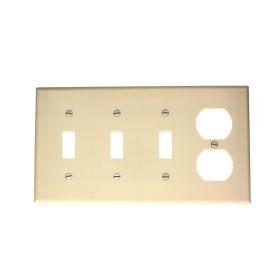 Leviton P38-T Combination Wallplate, Standard Size, Gang 4, Light Almond