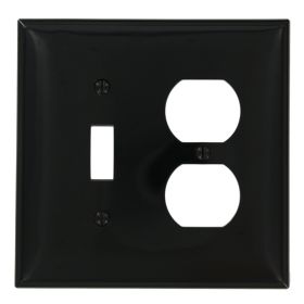 Leviton PJ18-E Combination Wallplate, Midway Size, Gang 2, Black