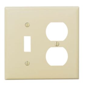 Leviton PJ18-T Combination Wallplate, Midway Size, Gang 2, Light Almond