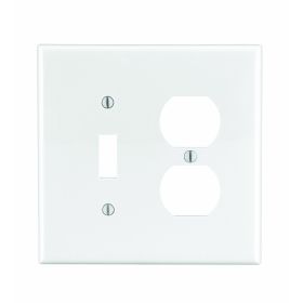 Leviton PJ18-W Combination Wallplate, Midway Size, Gang 2, White