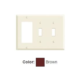 Leviton PJ226 Combination Wallplate, Midway Size, Gang 3, Brown