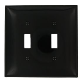 Leviton PJ2-E Switch Wallplate, Midway Size, Gang 2, Black