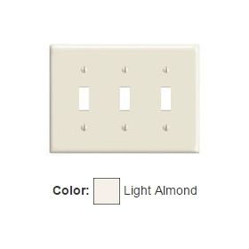 Leviton PJ3-T Switch Wallplate, Midway Size, Gang 3, Light Almond