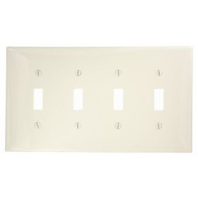 Leviton PJ4-T Switch Wallplate, Midway Size, Gang 4, Light Almond