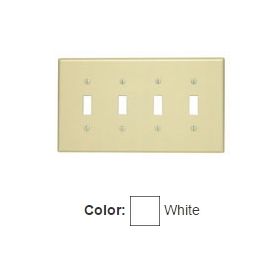 Leviton PJ4-W Switch Wallplate, Midway Size, Gang 4, White